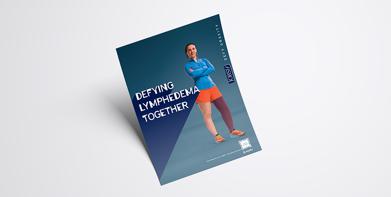 Flyer featuring Angharad with the text: Defying lymphedema together. Flyer featuring Angharad with the text: Defying lymphedema together.